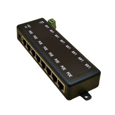 【┋】 Huilopker MALL 8พอร์ต POE Injector POE สำหรับกล้องวงจรปิดเครือข่าย POE กล้อง Power Over Ethernet IEEE802.3af X6HA