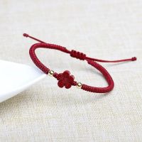 Fashion Women Bracelet Cinnabar Plum Charm Bracelets Red Rope Woven Wristband Lucky Tibetan Buddhist Prayer Charm Jewelry Gifts Charms and Charm Brace