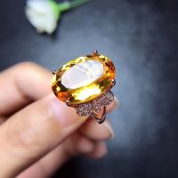 Natural citrine ring 10 carat gems authentic color 925 silver exquisite craftsmanship