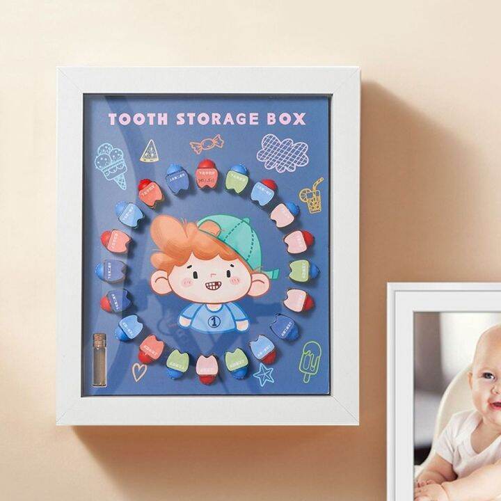 VB45D Girl Boy Children Crystal Tooth House Photo Frame Infant Souvenir Case Birthday And Shower