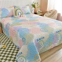 【Ready】? d -piece set ilted thickened bed ul sgle double beddg dl-pure mat et e washable