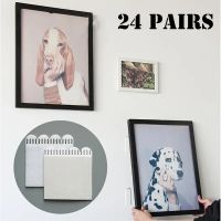 12/24pairs White Tape Damage-Free Picture&amp;Frame Hanging Strips Wall Sticker Hook Value Pack Picture Hanging Strips Adhesives  Tape