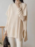 ✺☍ Sweater 2023 Korean Fashion Irregular Pullover Sweaters Loose Knit O Neck Knitwears