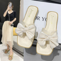 Trendy Slippers Female Outside Wearing Fairy Style 2022 Summer New Wild Flat One Word Drag Bow Soft Bottom Sandals