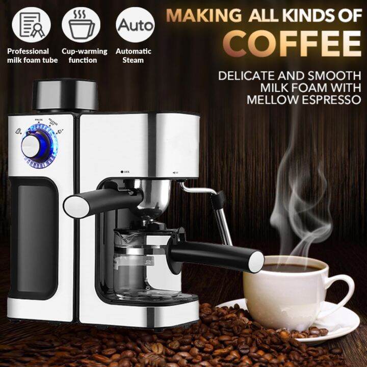 5 Bar Italian Espresso Coffee Maker 250ml Electrical Coffee Machine With Milk Frother Wand 2 in