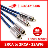 GOLLEY LION สาย RCA คุณภาพสูง4N OFC Hifi 2RCA ชายชายสายออดิโอสำหรับโฮมเธียเตอร์ DVD TV เครื่องขยายเสียง CD Soundbox