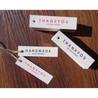 ป้ายแท็ก Tag พิมพ์คำThank you / Handmade ทรงสี่เหลี่ยมผืนผ้า (50 ชิ้น)