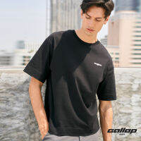 GALLOP : Mens Wear เสื้อ OVER SIZE T-Shirt พิมพ์ลาย Graphic รุ่น ตัดต่อหลัง GT9138 สี Black - ดำ