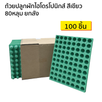 ถาดเพาะ ยกลัง 100ชิ้น ถ้วยปลูกผักไฮโดรโปนิกส์ A+ สีเขียว 80หลุม