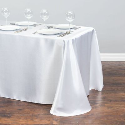 【hot】﹊℗⊙ fabric Tablecloth Hotel banquet wedding party solid white rectangle round smooth surface cloth