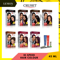 CRUSET Hi-Speed Hair Colour 45ml. (S1 Black,S2,S3 Dark Brown,S4 Chocolate,S5,S6 Mocha,S7,S8) ครูเซ็ท ครีม ย้อมผม ไฮ-สปีด (ดำ,น้ำตาลเข้ม,ช็อกโกแลต,น้ำตาลอ่อน,มอคค่า,น้ำตาลหม่น,โค้ก)