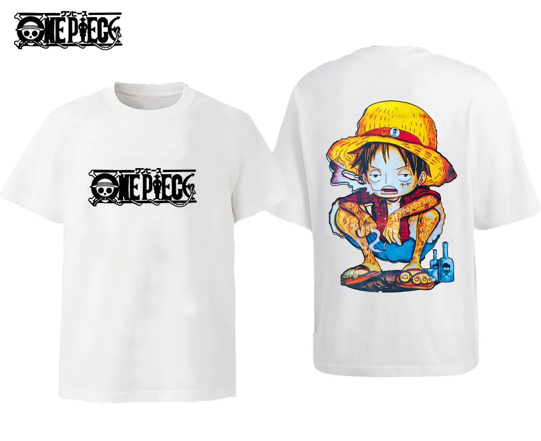 One Piece Series Summer Korean Cartoon Printed Top Loose Fashion  Short-Sleeved T-shirt Men | Lazada PH