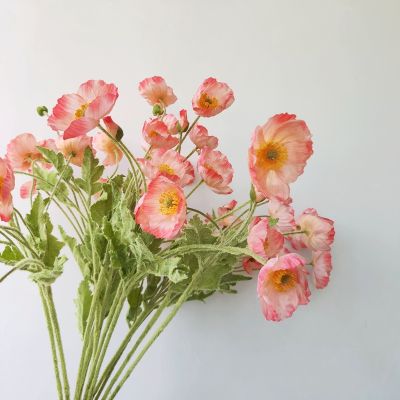 High-End Yu Mei Poppy Flower Artificial Bouquet Fake Flower Indoor Living Room Bedroom Desk Coffee Table Place Decorative Flowers