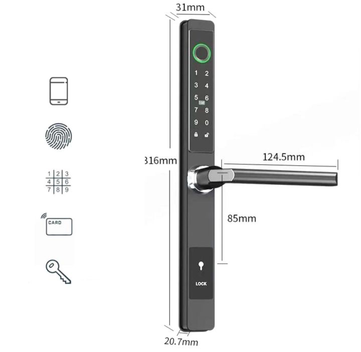 ttlock-แอปควบคุมการออกแบบที่บางเฉียบรหัสผ่านโดยใช้ลายนิ้วมือประตูบานเลื่อนประตูอะลูมิเนียมประตูล็อคอัจฉริยะ