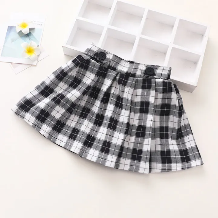 Girls Plaid Skirt Princess Short Skirt Baby Girl Plaid Pleated Skirt