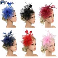 FEECE อุปกรณ์ตกแต่งผม Fascinators ผม ดอกไม้ตาข่าย ค็อกเทล หมวก fascinator ที่คาดผมงานเลี้ยงน้ำชา กิ๊บติดผมขนนก ที่คาดผม ALICE