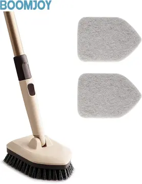 Tile Tub Scrubber Brush with 3 Different Function Cleaning Heads and 56  Extendable Long Handle-No Scratch Shower Scrubber for Cleaning Bathroom