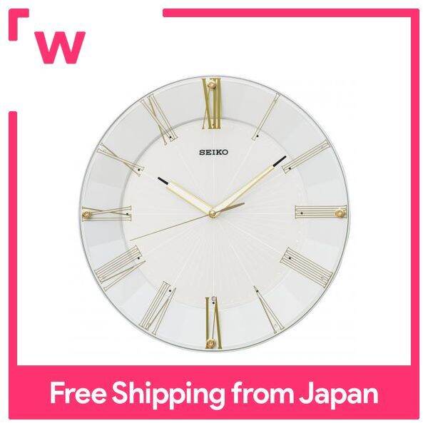 Seiko clock, wall clock, electric wave, analog, white pearl KX214H
