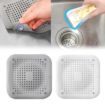 1/3PCS Square Drain Cover for Shower Hair Catcher Silicone Plug for  Bathroom and Kitchen Grey/White Flat Strainer Stopper with Suction Cups