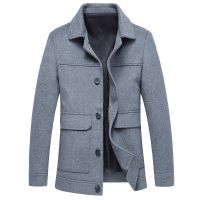 [COD] and winter thick woolen jacket mens middle-aged elderly lapel short coat tooling mud wool dad