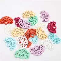 【YF】۩❄  20pcs/lot new creative leather velvet tassel diy mini hollow fan flower tassels for earring making accessories