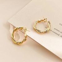 【YF】﹊  LATS Fashion Distortion Interweave Twist Metal Round Hoop Earrings for Accessories Jewelry