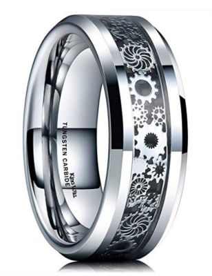 Megin Stainless Steel Titanium Mechanical Gear Wheel Vintage Hip Hop Rings for Men Women Couple Friends Gift Fashion Jewelry An