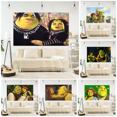 【CW】☌  90cmx90cm Tapestries Shrek Printed Wall Hanging Carpets Bedroom Decorations College Dorm Or