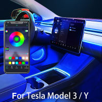 Car Center Console Dashboard LED Strip Ambient Light For Tesla Model 3 Model Y 2021 2022 Neon Lights Tubes RGB with App Control