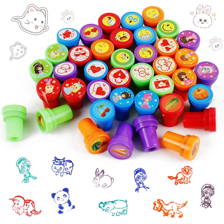 Hittime 10pcs Assorted Stamps for Kids Self-ink Stamps Children Toy ...