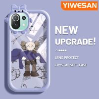 YIWESAN เคสโทรศัพท์กันกระแทกลายการ์ตูน Xiaomi 11 Lite 5G 11 Lite 5G Ne ซิลิโคนอ่อนชัดเจนสีสันสดใสเลนส์กล้องถ่ายรูปรูปสัตว์ประหลาดน้อยน่ารักฝาครอบป้องกันโปร่งใส