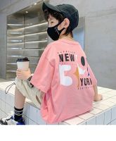 New Korea 1PCS Tide Loose Boy Tee 2023 Summer Short Sleeve Cute Children Casual Print Fashion Set Leisure Teen Cool Clothes Kid