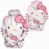 Kawaii Cartoon הלו קיטי הדפסת נים נשים חמוד גרפי בציר סווטשירט 90s Streetwear יוניסקס Hoody נשי קוריאני Hoody