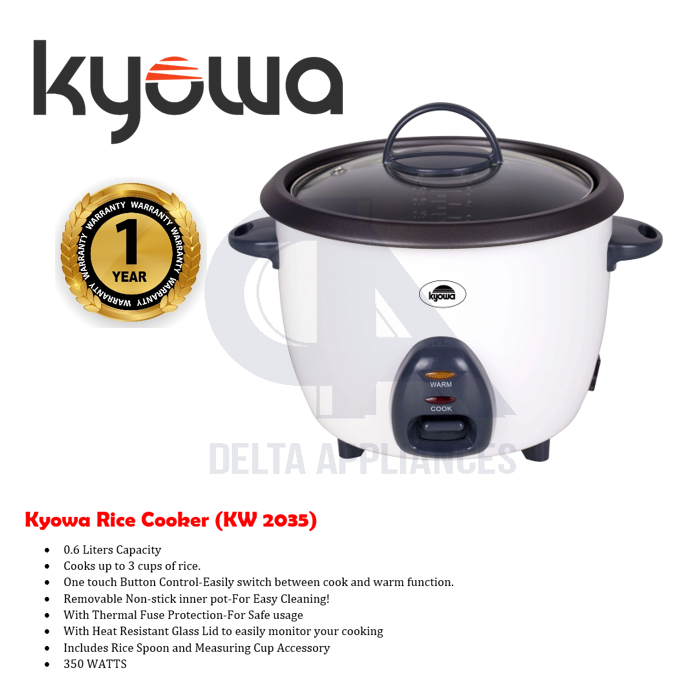Kyowa Rice Cooker 0.6L Modern Design Original 1 Year Warranty KW 2035