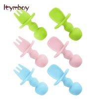 Food Grade Silicone Baby Spoon and Fork Utensils Set Baby Feeding Spoon Fork Toddlers Infant Feeding Tableware Bowl Fork Spoon Sets