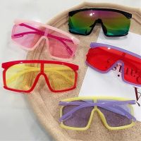 【YF】۩▨◎  2023 New Oversize Kids Sunglasses Colorful Piece Glasses Boys Children Pink