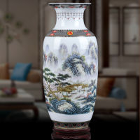 Jingdezhen Ceramic Vase Three-Piece Set Chinese Living Room Cabinet Decoration Flower Arrangement Home Crafts Decorations