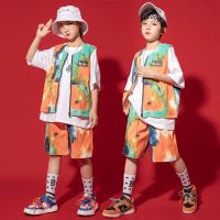 [COD] 61 childrens hip-hop trendy cool clothes summer girls dance tie-dye suit boys hiphop costumes