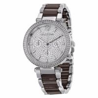 นาฬิกาข้อมือผู้หญิง MK6284 MICHAEL KORS Parker Chronograph Crystal Pave Silver Tone Stainless Steel Ladies Watch