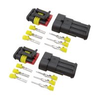 2Sets 3 Pin Way Male Female AMP Seal Waterproof Electrical Wire Connector Plug Plastic Housing for Car Waterproof Connectors