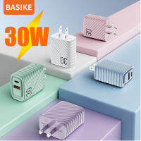 Basike 30W อแดปเตอร์ชาร์จ fast charger หัวชาร์จแบต พอร์ตชาร์จ หัวชาร์จเร็ว USB A+USB C for iPhone 13 12 Max Pro iPad For Xiaomi Poco Samsung Charger