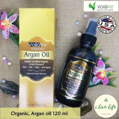 น้ำมันอาร์แกน Organic Argan Oil 120ml, 100% Pure Moroccan and Cold-Pressed - VoilaVe organics