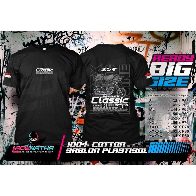 Kaos Distro Racing Herex Cb Gl Classic Engine Jumbo Bigsize Oversize