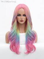 Rainbow Synthetic Wig for Woman Long Body Wave Hair Cosplay Lolita Party Natural Heat Resistant Wigs Fiber Daily Hair [ Hot sell ] ea1voy