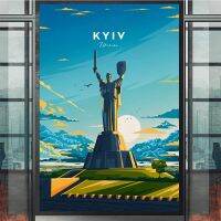 โปสเตอร์ผ้าใบพิมพ์ลายท่องเที่ยวของเมืองยูเครนแบบดั้งเดิมของ Kyiv ภาพเขียนศิลปะบนผนังห้องนั่งเล่นทันสมัยตกแต่งบ้านสำนักงานโปสเตอร์นามธรรมผ้าใบ Painting0606