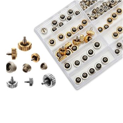 NEW 60Pcs Watch Crown For Rlx Copper 5.3Mm 6Mm 7Mm Silver Gold Metal Mixed Watch Stem Crown Repair Parts Assortment Set