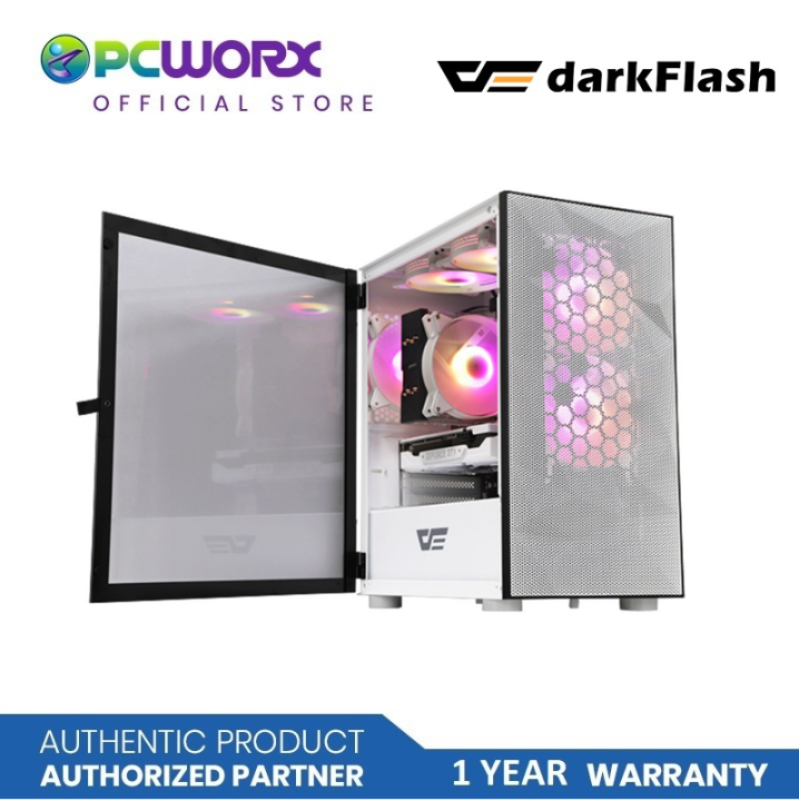 Darkflash DLM21 mATX TG Case White Computer Case PC Case White