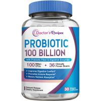 Doctors Recipes Probiotics for Women &amp; Men, 30 Caps 100 Billion CFU 36 Strains, with Organic Prebiotic Fiber