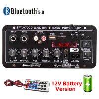 【YF】 220V 12V Digital Bluetooth Amplifier Board Subwoofer Dual Microphone Karaoke Amp Speaker Home Theater Rechargable Version