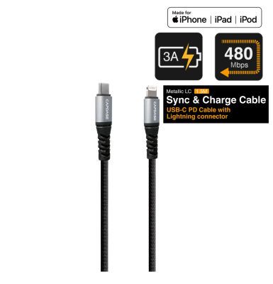 Capdase Metallic Lightning to USB-C PD Connector Sync &amp; Charge Cable (1.5M)